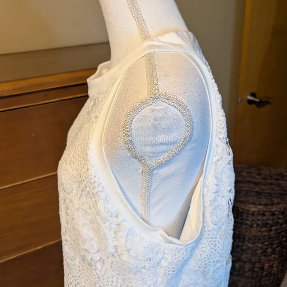 White Boho Lace Loose Fit Tank Top Halter Top Neck XXL - Picture 13 of 15